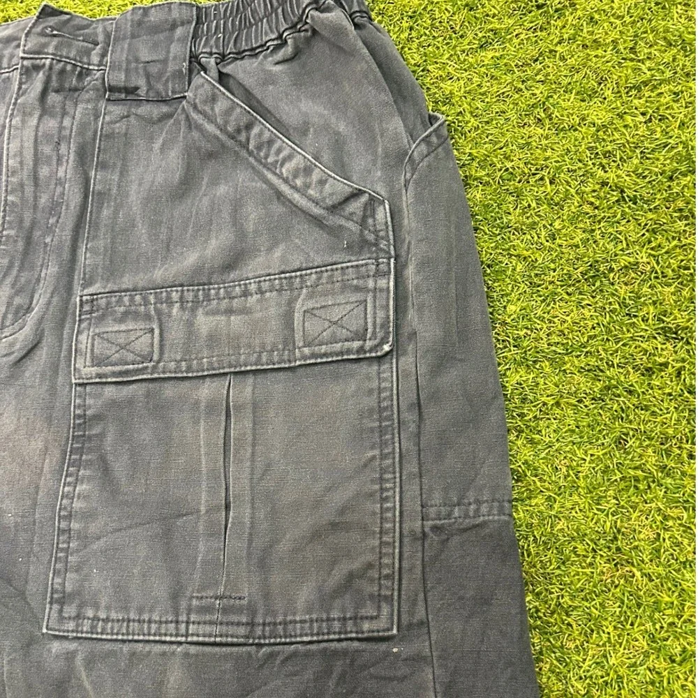 Mens Cargo‎ Shorts Faded Black Elastic Waist Utility Workwear 24 Waist